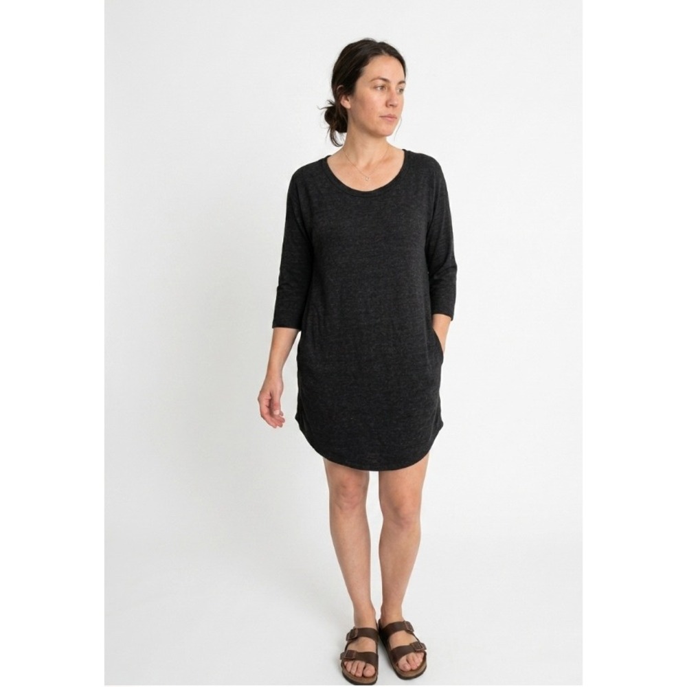 Standard James Perse Womens Charcoal Gray 3/4 Sleeve Pockets Tunic Top Size 2
